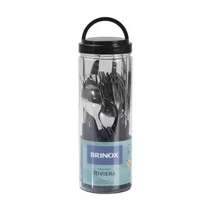 Faqueiro Riviera<BR>- Inox & Preto<BR>- 24Pçs<BR>- Brinox