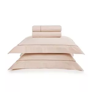 Jogo De Cama Cammillo King Size<BR>- Rosa & Rosa Escuro<BR>- 4Pçs<BR>- 200 Fios<BR>- Trussardi