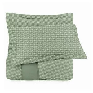 Conjunto De Colcha Xadrez King Size<BR>- Verde Escuro & Off White<BR>- 3Pçs<BR>- Altenburg