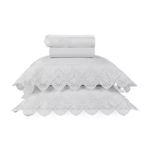 Jogo De Cama Galles King Size<BR>- Branco<BR>- 4Pçs