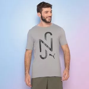 Camiseta Com Inscrições<BR>- Cinza & Preta