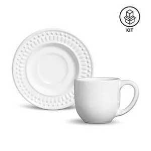 Jogo De Xícaras Para Café Roma<BR>- Branco<BR>- 6Pçs<BR>- 72ml<BR>- Porto Brasil