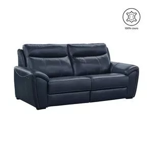 Sofá Boxster Em Couro 2 Lugares Reclinável & Retrátil<BR>- Blue Bicolor<BR>- 98x220x157cm<BR>- Mempra