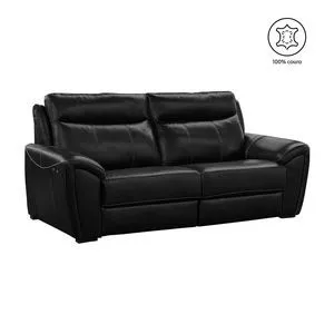 Sofá Boxster Em Couro Reclinável & Retrátil 2 Lugares<BR>- Preto<BR>- 98x220x157cm<BR>- Mempra