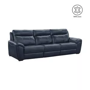 Sofá Boxster Em Couro 3 Lugares Reclinável & Retrátil<BR>- Blue Bicolor<BR>- 98x303x157cm<BR>- Mempra