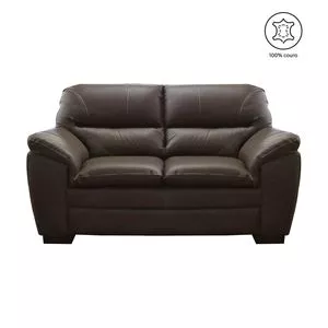 Sofá Connor Em Couro 2 Lugares<BR>- Marrom Escuro<BR>- 92x158x92cm<BR>- Mempra