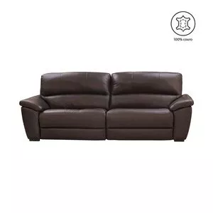 Sofá Macan Em Couro 3 Lugares Reclinável & Retrátil<BR>- Preto Iguana<BR>- 100x236x154cm<BR>- Mempra