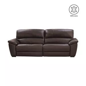 Sofá Macan Em Couro 2 Lugares Reclinável & Retrátil<BR>- Preto Iguana<BR>- 100x220x154cm<BR>- Mempra