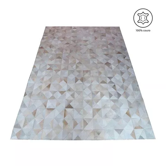 Tapete Em Couro- Bege & Off White- 250x200cm- Mempra