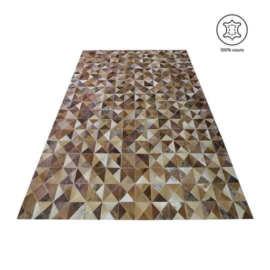 Tapete T1 Em Couro- Marrom & Bege- 250x200cm- Mempra