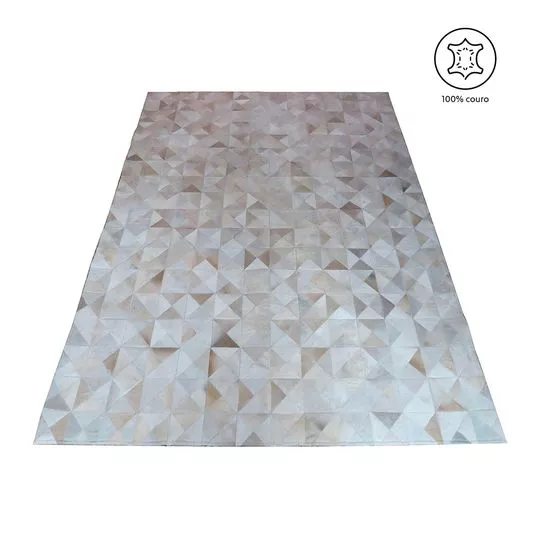 Tapete Em Couro- Bege Claro & Off White- 200x150cm- Mempra