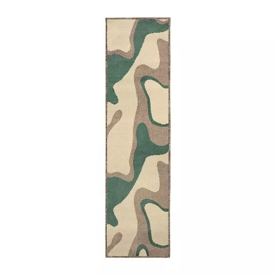 Passadeira Herat New- Bege & Verde Militar- 50x180cm- Tapete São Carlos