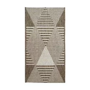 Tapete Boucle Geométrico<BR>- Marrom & Bege Claro<BR>- 100x50cm<BR>- Tapete São Carlos