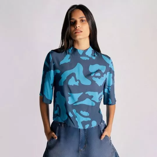 Blusa Abstrata- Azul Marinho & Azul- ZINCO