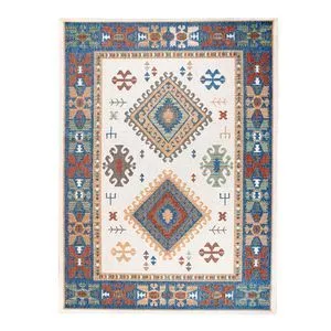 Tapete Aurora Geométrico<BR>- Azul Escuro & Bege Claro<BR>- 120x66cm<BR>- Edantex