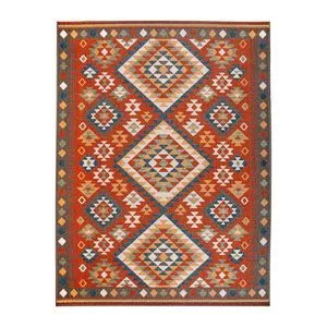 Tapete Aurora Geométrico<BR>- Laranja Escuro & Azul Escuro<BR>- 120x66cm<BR>- Edantex