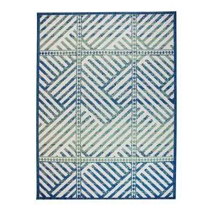 Tapete Aurora Geométrico<BR>- Azul Escuro & Off White<BR>- 140x100cm<BR>- Edantex