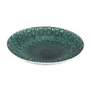 Centro De Mesa Peacock<BR>- Verde Escuro & Dourado<BR>- 7xØ40cm<BR>- Wolff