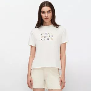 Camiseta Com Inscrições<BR>- Branca