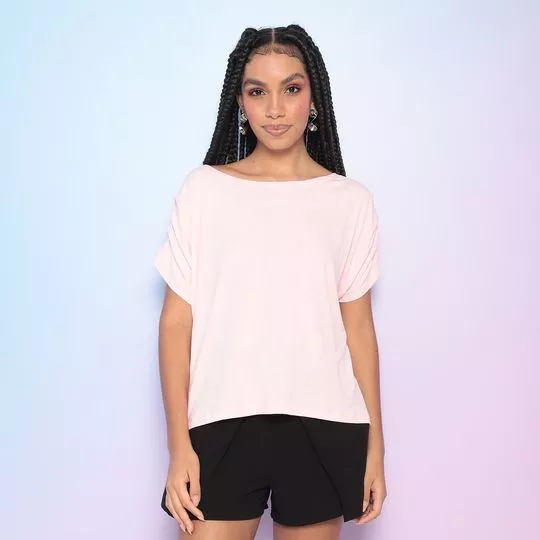 Blusa Drapeada- Rosa Claro