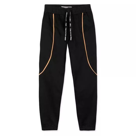 Calça Jogger Com Recortes- Preta & Amarela