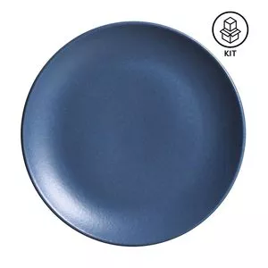 Jogo De Pratos Para Sobremesa Coup Stoneware Boreal<BR>- Azul Escuro<BR>- 6Pçs<BR>- Porto Brasil