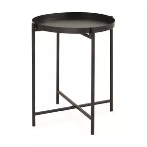 Mesa Lateral Em Metal<BR>- Preta<BR>- 43xØ38cm<BR>- Mart