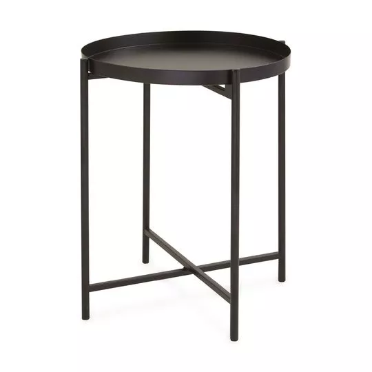 Mesa Lateral Em Metal- Preta- 43xØ38cm- Mart