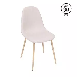 Jogo De Cadeiras Charla<BR>- Bege & Madeira<BR>- 2Pçs<BR>- Or Design
