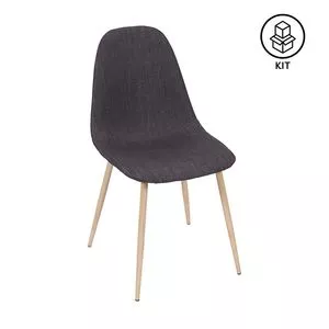 Jogo De Cadeiras Charla<BR>- Grafite & Madeira<BR>- 2Pçs<BR>- Or Design
