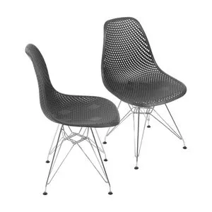 Jogo De Cadeiras Design<BR>- Preto<BR>- 2Pçs<BR>- Or Design