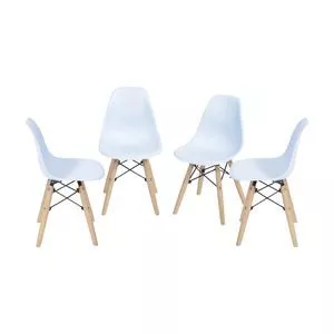 Jogo De Cadeiras Eames<BR>- Azul Claro & Madeira<BR>- 4Pçs<BR>- Or Design