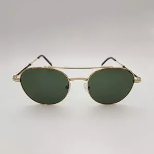 Óculos De Sol Aviador<BR>- Dourado & Verde Escuro<BR>- Salvatore Ferragamo