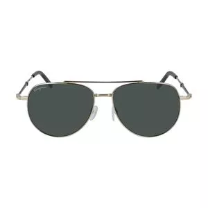 Óculos De Sol Aviador<BR>- Preto & Dourado<BR>- Salvatore Ferragamo