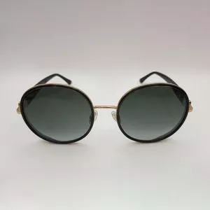 Óculos De Sol Redondo<BR>- Preto & Dourado<BR>- Jimmy Choo