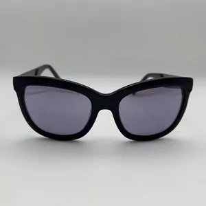 Óculos De Sol Arredondado<BR>- Preto & Azul Escuro
