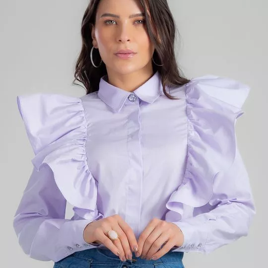 Camisa Com Babado- Lilás