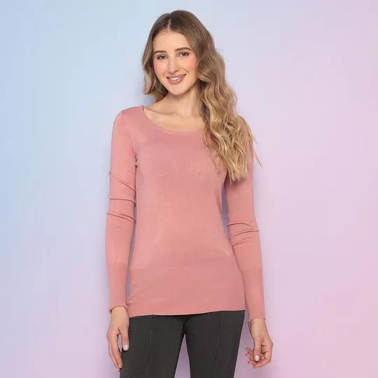 Blusa Em Tricô- Rosa Claro