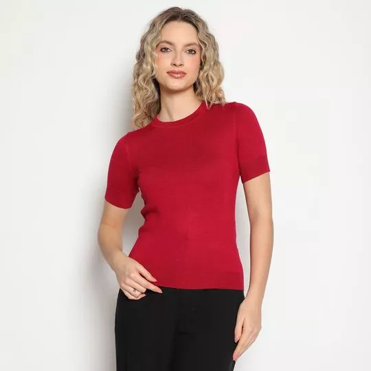 Blusa Em Tricô- Bordô