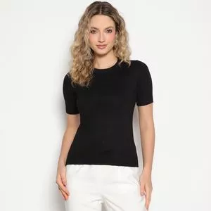 Blusa Em Tricô<BR>- Preta