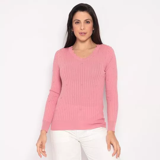 Blusa Canelada- Rosa