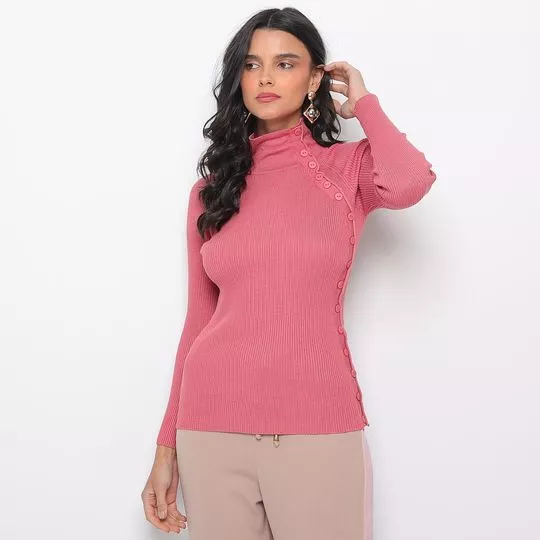 Blusa Em Tricô - Rosa Claro