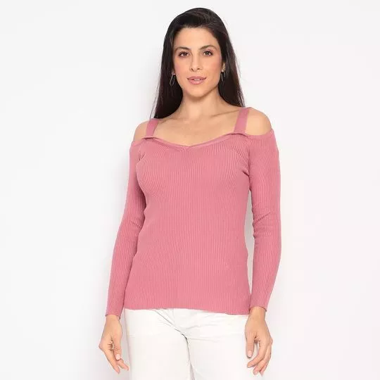 Blusa Canelada- Rosa