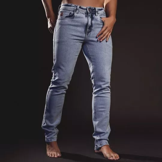 Calça Jeans Skinny Estonada- Azul Claro