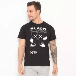 Camiseta Black X-Side<BR>- Preta & Branca