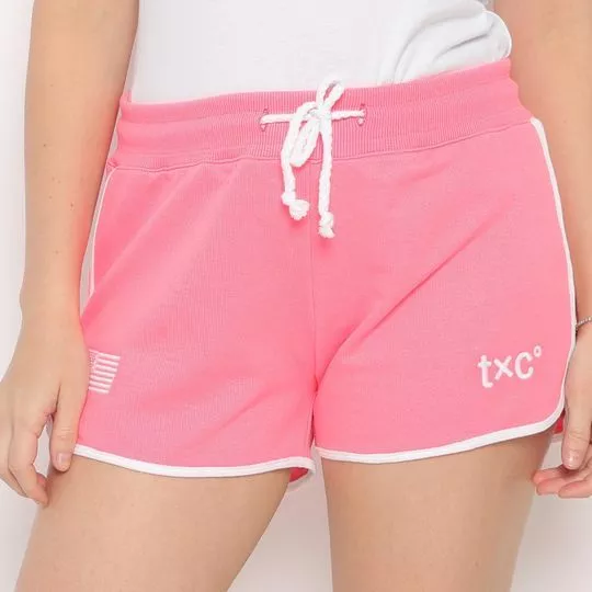 Short Com Bordados- Rosa & Branco