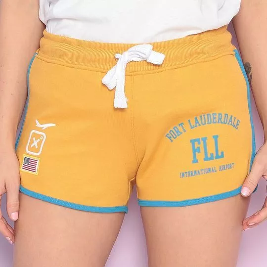 Short Com Inscrições- Amarelo