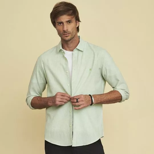 Camisa Com Bordado- Verde Claro