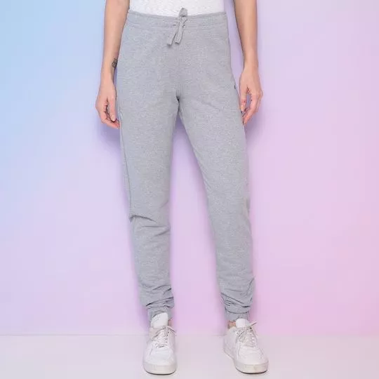 Calça Jogger Em Moletom- Cinza