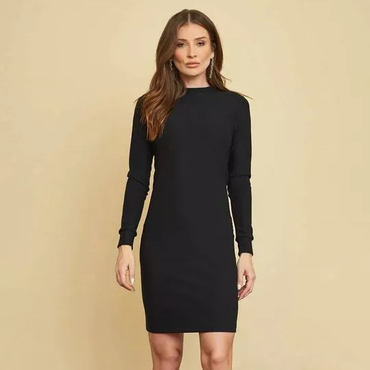 Vestido Curto Liso- Preto